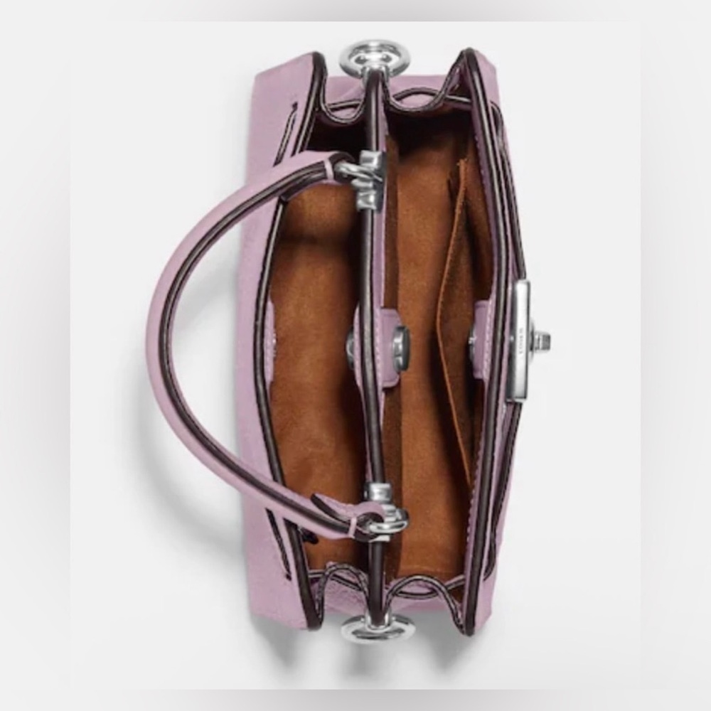 Coach Mini Lane Top Handle In Signature Canvas in Silver/Light Khaki/Ice Purple - Picture 5 of 8